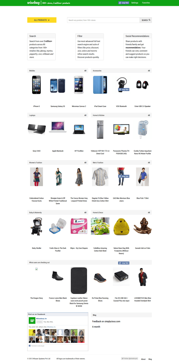 Wisebuy Find any product | 30 lac+ products from 150+ retailers in India