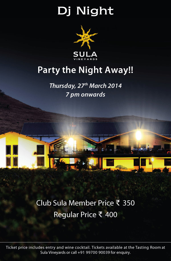 DJ night march 2014  at Sula Vineyards 