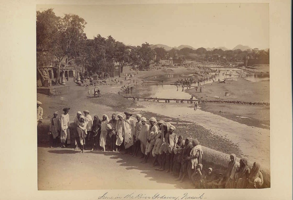 River Godavery, Nashik - an albumen photo of a pilgrimage center -1880's