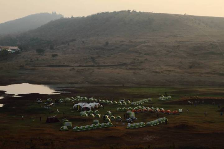 Tent City within the lush estate of Sula